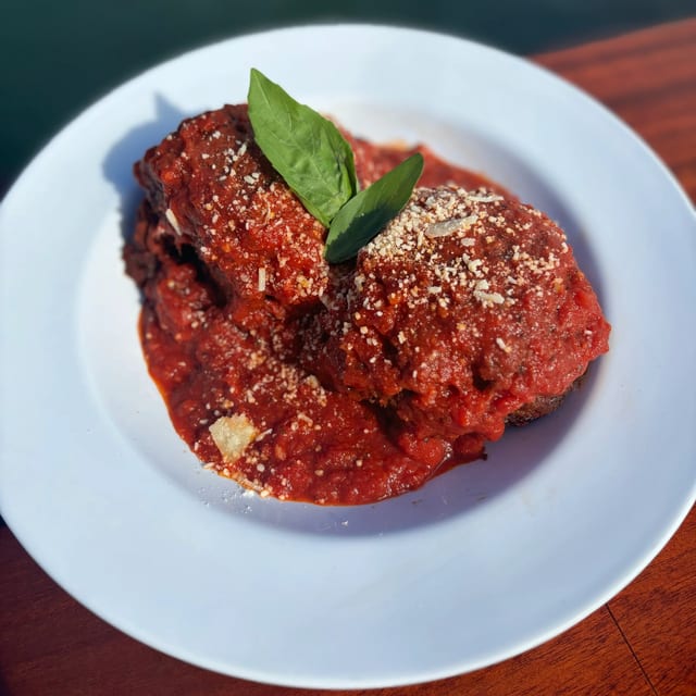Macri's Homemade Meatball Al Forno.
