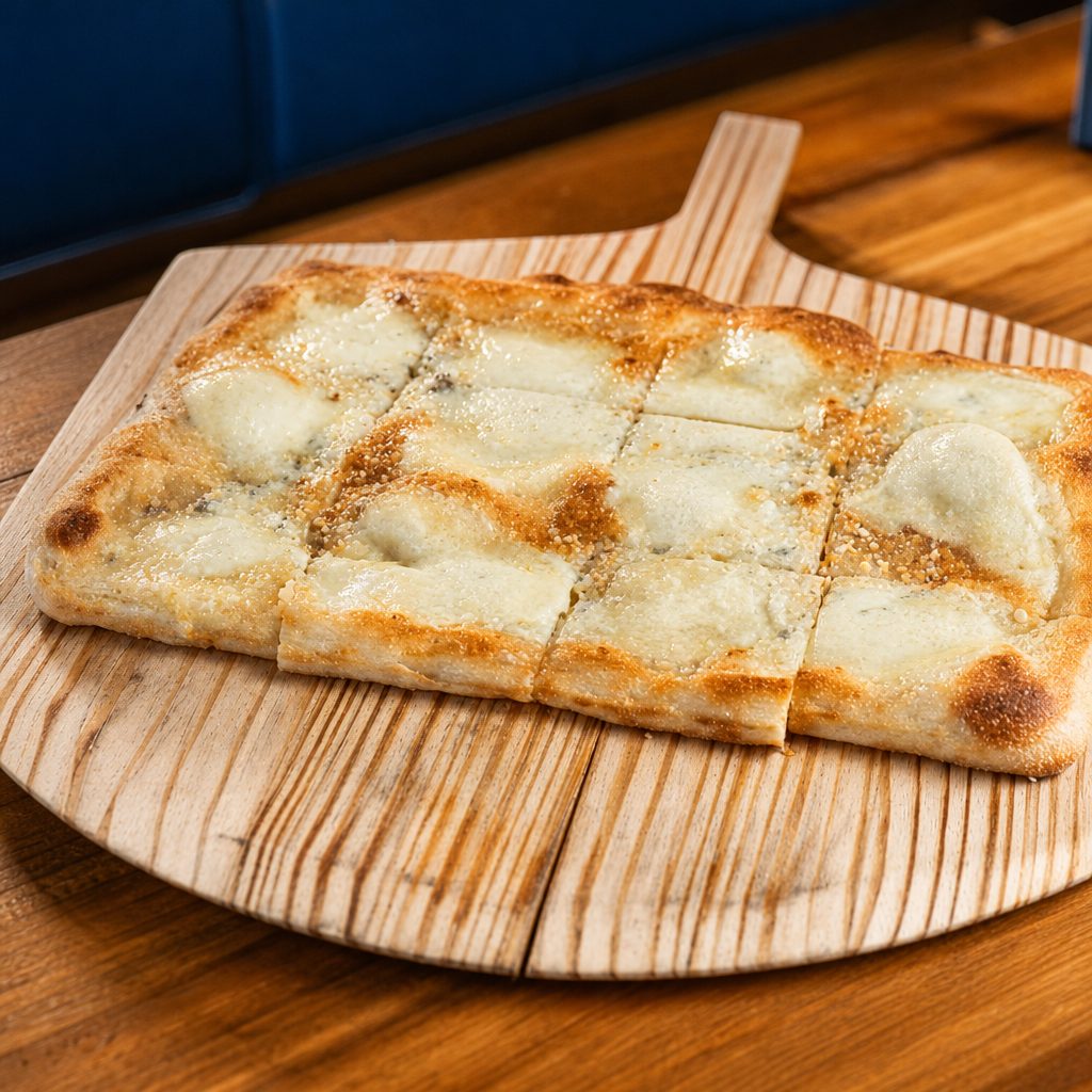 Quattro Formaggi Pizza Al Taglio.