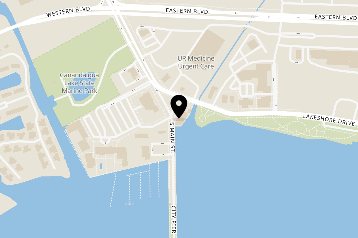 Map showing the location of COHO Pizza & Wine Bar on Canandaigua Lake on 811 S Main St in Canandaigua